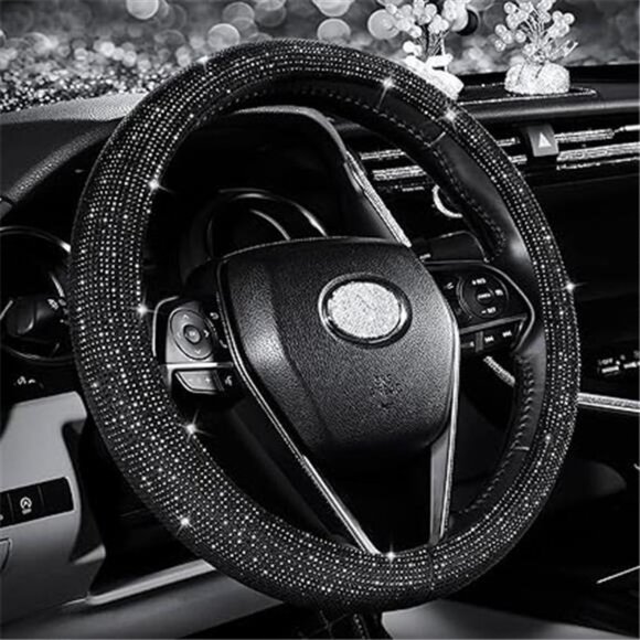 Diamond Steering Wheel Cover for Women Men Girls, Bling Crystal Rhinestones - Picture 7 of 7
